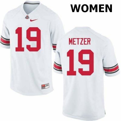 NCAA Ohio State Buckeyes Women's #19 Jake Metzer White Nike Football College Jersey ZIG4045HQ